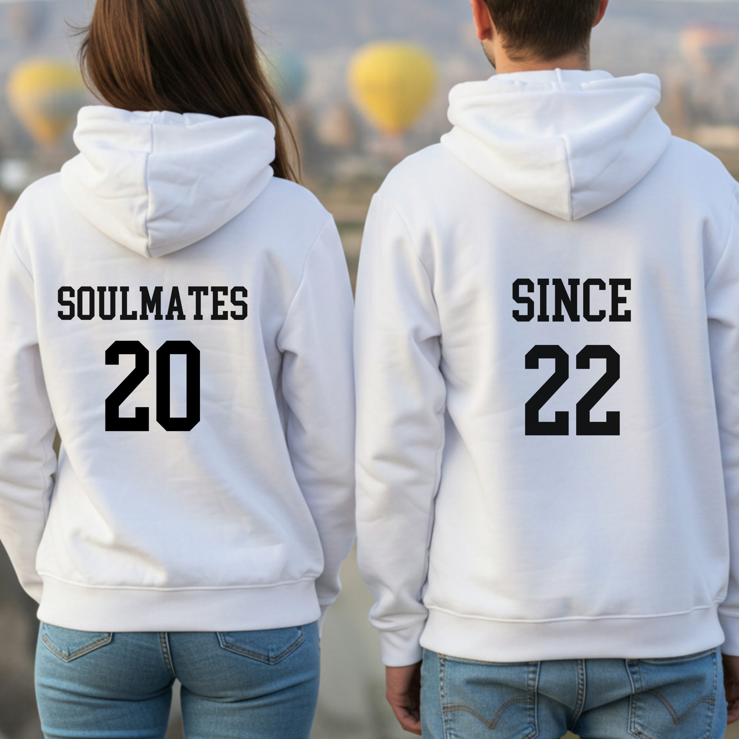 Couple hoodie white with date