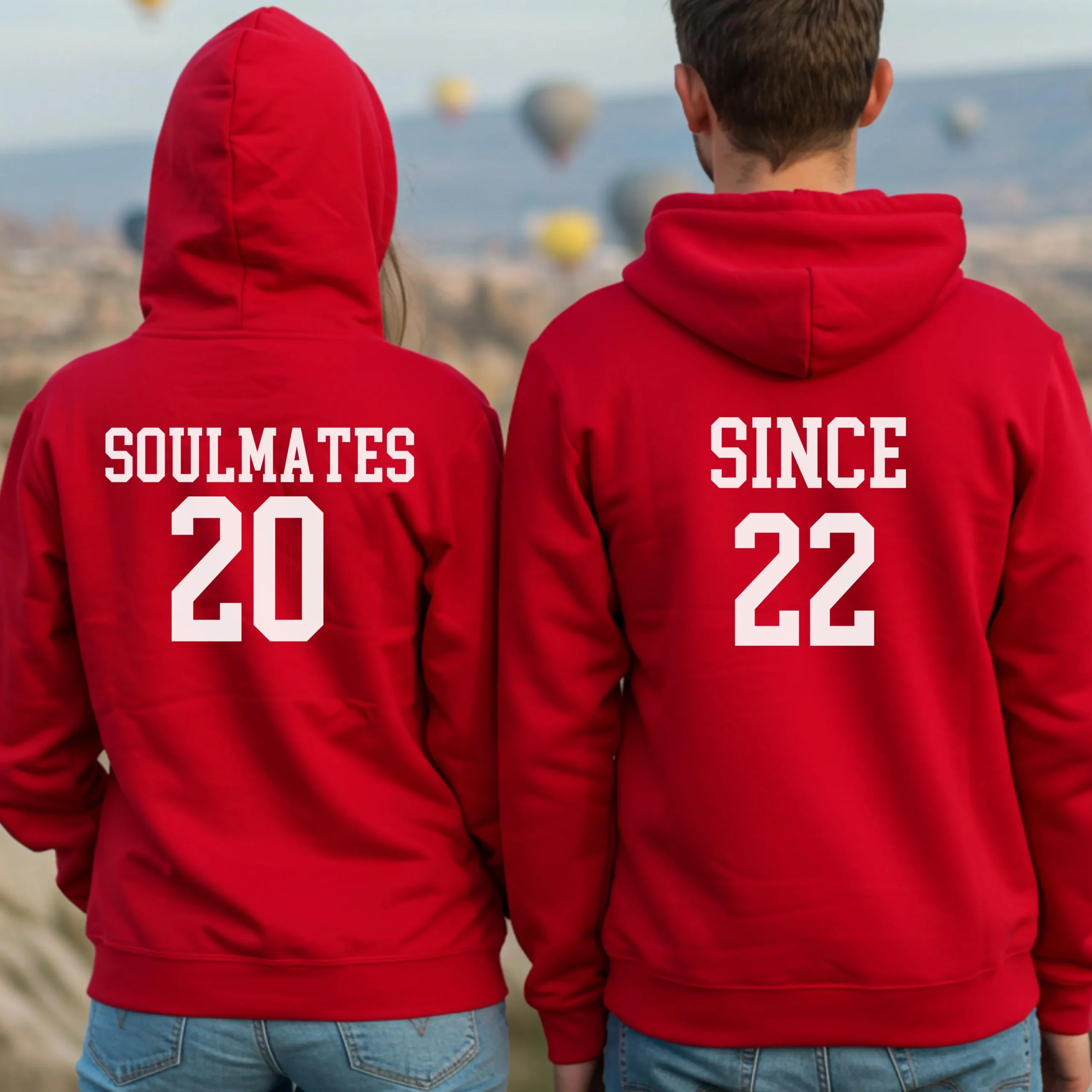 Custom couple hoodie red with date
