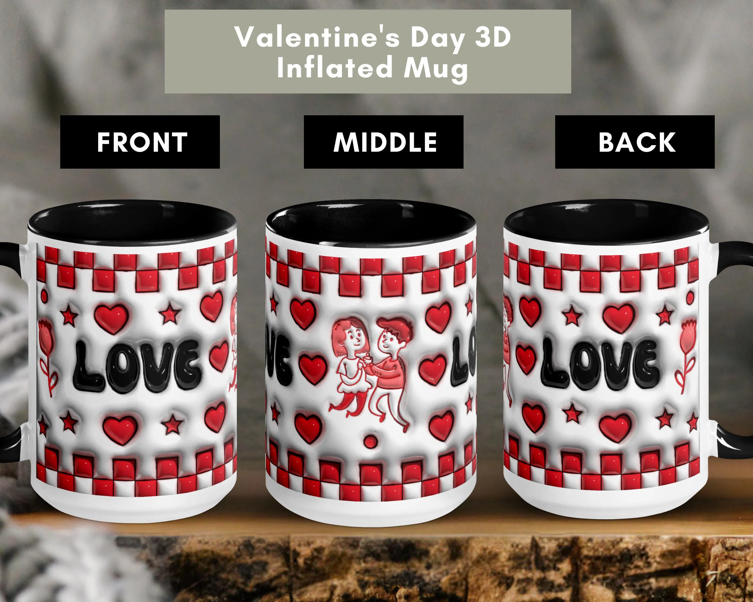 valentines inflated 3d mug