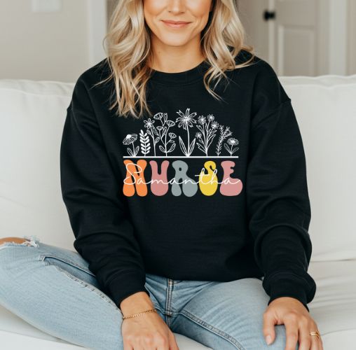custom nurse black sweatshirt for women