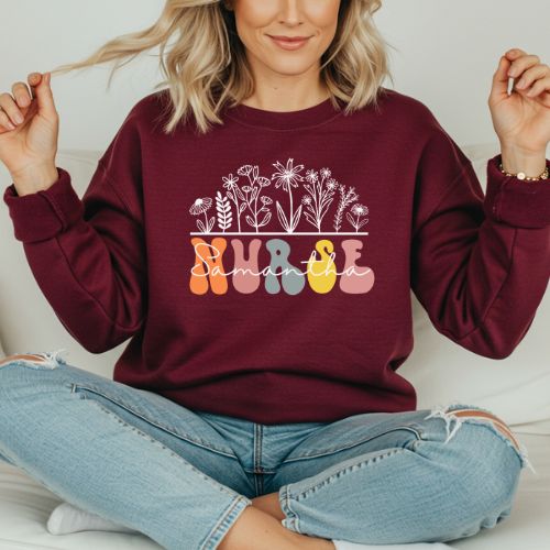custom nurse maroon sweatshirt for women