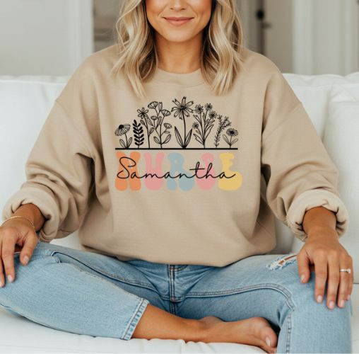 custom nurse sand sweatshirt for women